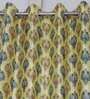 Yellow Floral Polyester 5 Ft Blackout Eyelet Window Curtains (Set of 2)