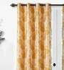 Yellow Floral Polyester 8 Ft Blackout Eyelet Door Curtains (Set of 2)