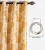 Yellow Floral Polyester 8 Ft Blackout Eyelet Door Curtains (Set of 2)