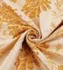 Yellow Floral Polyester 8 Ft Blackout Eyelet Door Curtains (Set of 2)