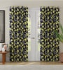 Yellow Polyester Floral 7ft Room Darkening Eyelet Door Curtains (2 Pc)