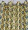 Yellow Floral Polyester 9 Ft Blackout Eyelet Door Curtains (Set of 2)