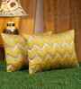 Yellow Polyester Geometric 12X18 Inches Cushion Covers (2Pcs)
