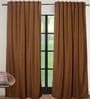 Brown Polyester Solid 7Ft Blackout Loop Top 1 Pc Door Curtain