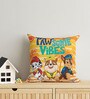 Yellow Polyester Paw 16x16 inches Reversible Kids Cushion (1 Pc)