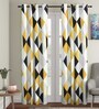 Yellow Geometric Polyester 7 Ft Semisheer Eyelet Door Curtains (Set of 2)