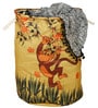 Yellow Polyester Slub 50 Ltr (1Pc) Laundry Basket with Lid