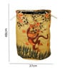 Yellow Polyester Slub 50 Ltr (1Pc) Laundry Basket with Lid