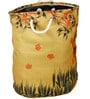 Yellow Polyester Slub 50 Ltr (1Pc) Laundry Basket with Lid