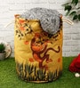Yellow Polyester Slub 50 Ltr (1Pc) Laundry Basket with Lid