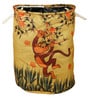 Yellow Polyester Slub 50 Ltr (1Pc) Laundry Basket with Lid