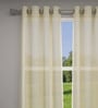 Yellow Solid Polyester 7 Ft Sheer Eyelet Door Curtains (Set of 2)