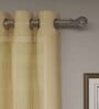 Yellow Solid Polyester 7 Ft Sheer Eyelet Door Curtains (Set of 2)