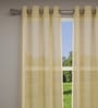 Yellow Solid Polyester 7 Ft Sheer Eyelet Door Curtains (Set of 2)