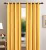 Yellow Polyester Solid 9 Ft Blackout Eyelet 2 Door Curtains
