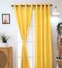 Yellow Solid Polyester 9 Ft Blackout Eyelet Door Curtain
