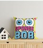 Yellow Polyester Sponge Bob 16x16 inches Reversible Kids Cushion (1 Pc)