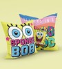 Yellow Polyester Sponge Bob 16x16 inches Reversible Kids Cushion (1 Pc)