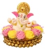 Yellow Polyresin Lord Ganesha Playing Dholak Idol