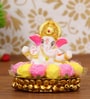 Yellow Polyresin Lord Ganesha Playing Dholak Idol