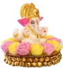 Yellow Polyresin Lord Ganesha Playing Dholak Idol