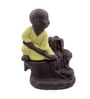 Yellow Karate Styl Monk Buddha Smoke Fountain with 10 Backflow Cone Decorative Incense Holder
