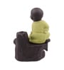 Yellow Karate Styl Monk Buddha Smoke Fountain with 10 Backflow Cone Decorative Incense Holder