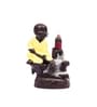 Yellow Karate Styl Monk Buddha Smoke Fountain with 10 Backflow Cone Decorative Incense Holder