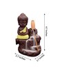 Yellow Meditating Monk Buddha Smoke Fountain with 10 Backflow Cone Decorative Incense Holder