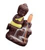 Yellow Meditating Monk Buddha Smoke Fountain with 10 Backflow Cone Decorative Incense Holder