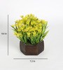 Yellow Polyster Artificial Flowering Yucca Leaves Plant With Wooden Hexagon Pot