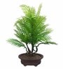 Yellow Polyurethane Artificial Palm Bonsai Plant With Brown Fiber Pot