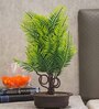 Yellow Polyurethane Artificial Palm Bonsai Plant With Brown Fiber Pot
