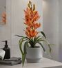 Yellow Pu Foam Velvet Orchid Elegance Pot With Flower