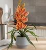 Yellow Pu Foam Velvet Orchid Elegance Pot With Flower