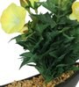 Yellow Pvc Morning Glory Artificial Bonsai With Brown Ceramic Pot