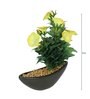 Yellow Pvc Morning Glory Artificial Bonsai With Brown Ceramic Pot