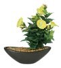 Yellow Pvc Morning Glory Artificial Bonsai With Brown Ceramic Pot