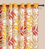 Yellow Cotton Floral 5ft Semisheer Eyelet 1 Pc Window Curtain