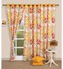 Yellow Cotton Floral 5ft Semisheer Eyelet 1 Pc Window Curtain