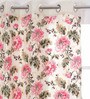 Pink Cotton Semisheer 5 Feet Eyelet Curtain (1 Piece)