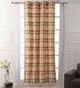 Yellow Cotton Geometric 7ft Light Filtering Eyelet 1 Pc Door Curtain