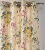 Yellow Floral Jute 7 Ft Light Filtering Eyelet Door Curtain