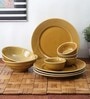 Yellow Set of 10 Ceramic Dinner Set