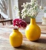Yellow Set of 2  Metal Vase