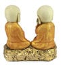 Yellow Set of 2 Monks Polyresin Tealight Holder