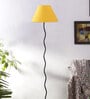 Mendeleev Yellow Cottan Fabric Shade Club Floor Lamp With Iron Base