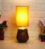 Yellow Shade Table Lamp With Brown Base