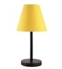 Concave Yellow Fabric Shade Night Lamp With Metal Base