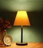 Concave Yellow Fabric Shade Night Lamp With Metal Base